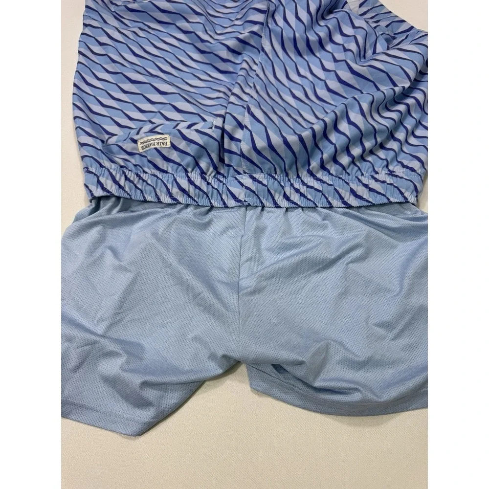Fair Harbor Swim Trunks Mens 2XL Lined Shorts 7” Beach Blue Geometric Resort